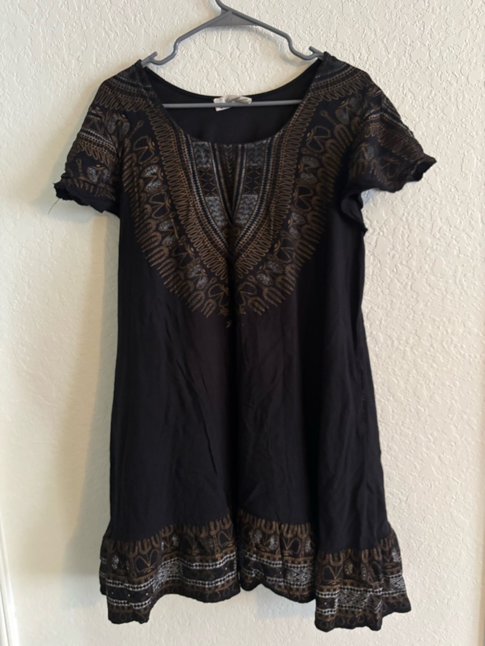 Black Embroidered Short Sleeve Women’s Top